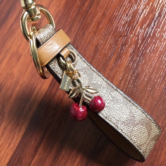 Coach. Signature Cherry Loop Key Ring - Picture 3 of 6